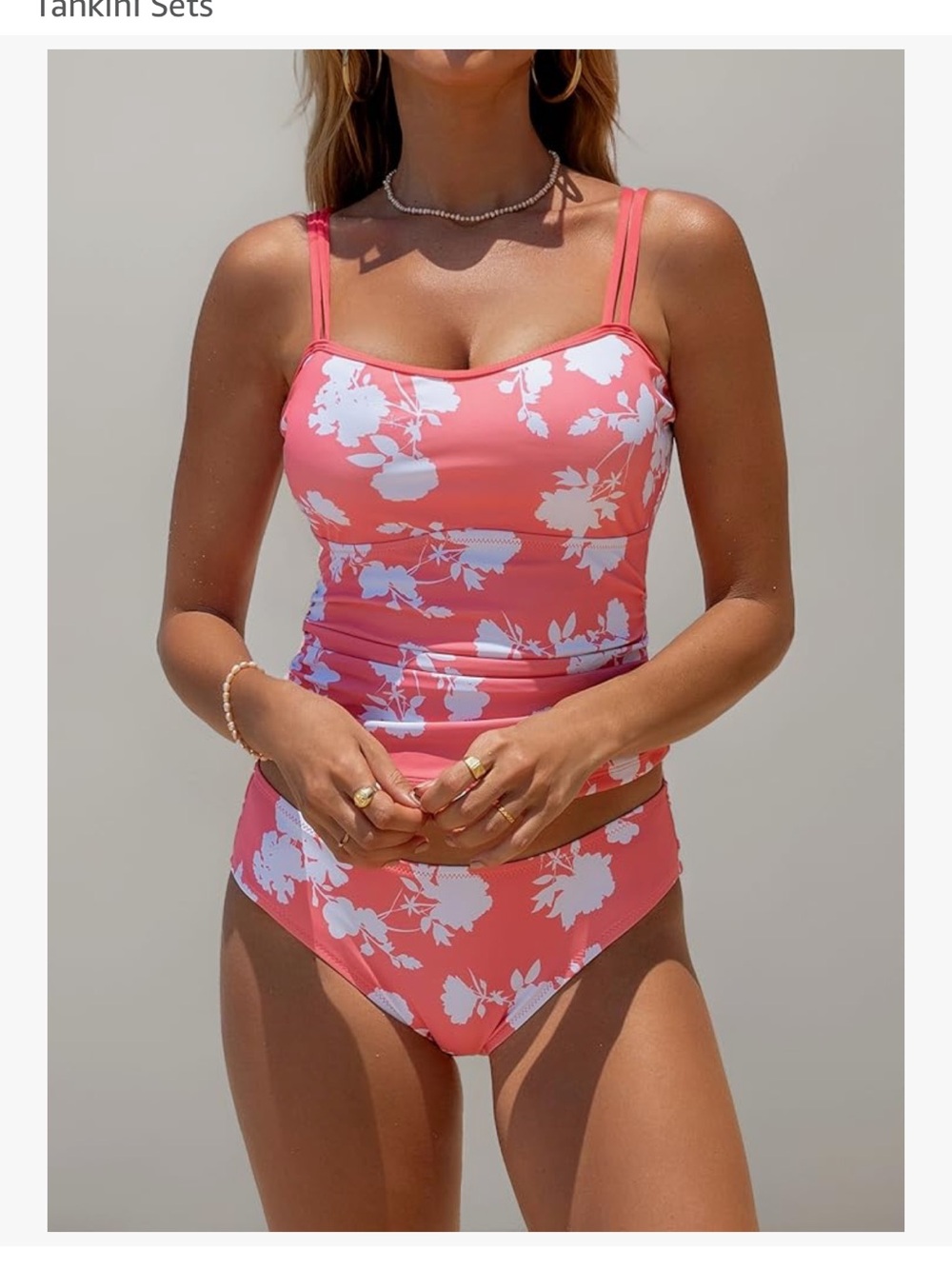 Coral  Beachsissi Floral Tankini set